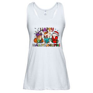 Happy Hallothanksmas Coffee Holiday Season Ladies Essential Flowy Tank