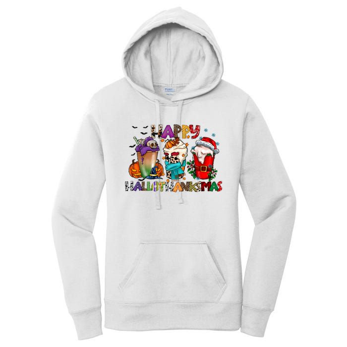 Happy Hallothanksmas Coffee Holiday Season Women's Pullover Hoodie