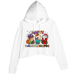 Happy Hallothanksmas Coffee Holiday Season Crop Fleece Hoodie