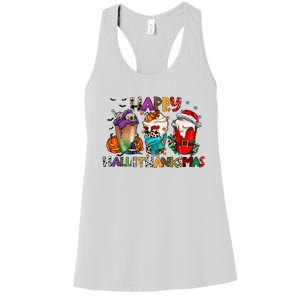 Happy Hallothanksmas Coffee Holiday Season Women's Racerback Tank