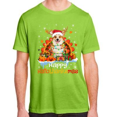 Happy Hallothanksmas Corgi Dog Halloween Thanksgiving Xmas Gift Adult ChromaSoft Performance T-Shirt