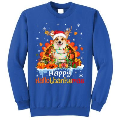 Happy Hallothanksmas Corgi Dog Halloween Thanksgiving Xmas Gift Sweatshirt