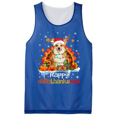 Happy Hallothanksmas Corgi Dog Halloween Thanksgiving Xmas Gift Mesh Reversible Basketball Jersey Tank