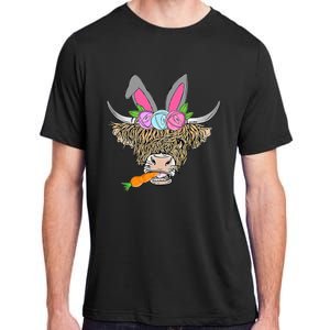 Heifer Highland Cow With Bunny Ears Carrot Egg Happy Easter Adult ChromaSoft Performance T-Shirt