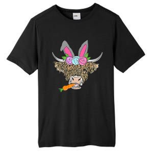 Heifer Highland Cow With Bunny Ears Carrot Egg Happy Easter Tall Fusion ChromaSoft Performance T-Shirt