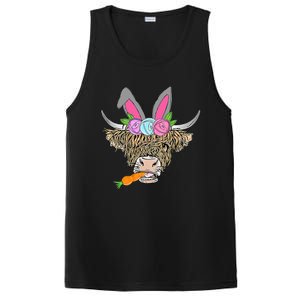 Heifer Highland Cow With Bunny Ears Carrot Egg Happy Easter PosiCharge Competitor Tank