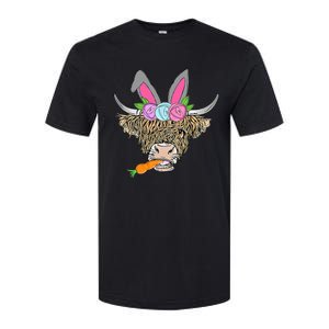 Heifer Highland Cow With Bunny Ears Carrot Egg Happy Easter Softstyle CVC T-Shirt