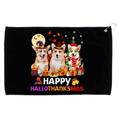 Happy Hallothanksmas Cute Corgi Dog Xmas Tree Gift Grommeted Golf Towel