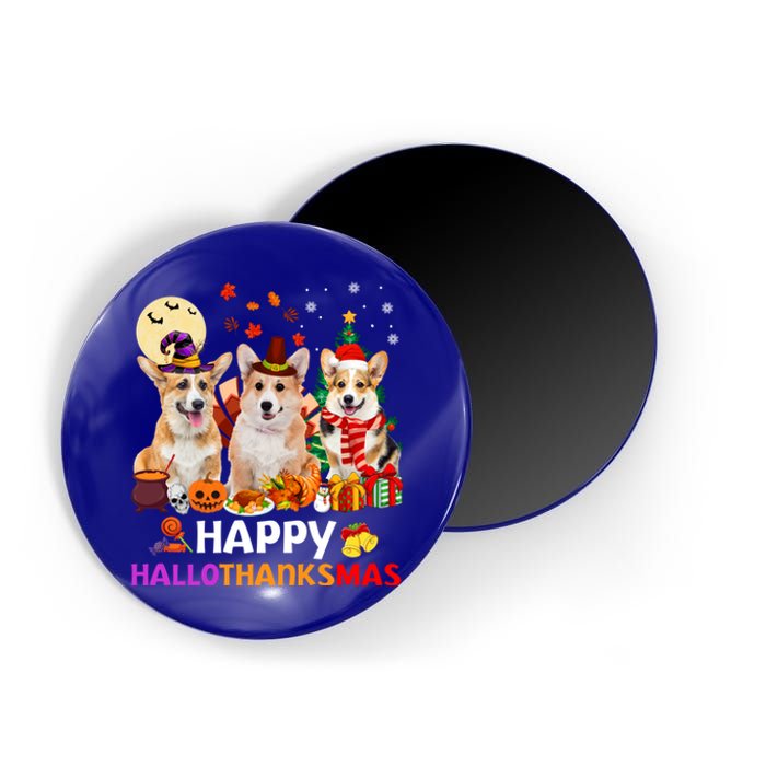 Happy Hallothanksmas Cute Corgi Dog Xmas Tree Gift Magnet