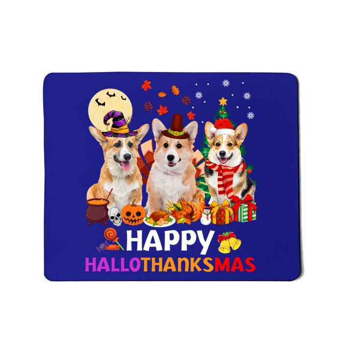 Happy Hallothanksmas Cute Corgi Dog Xmas Tree Gift Mousepad