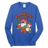 Howdy Hos Cow Santa Christmas Western Vintage Great Gift Tall Long Sleeve T-Shirt