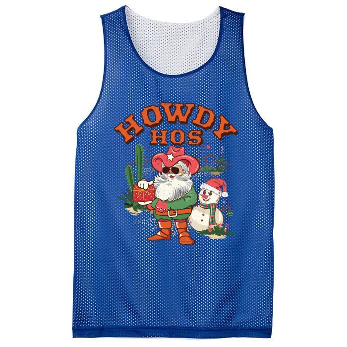 Howdy Hos Cow Santa Christmas Western Vintage Great Gift Mesh Reversible Basketball Jersey Tank