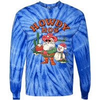 Howdy Hos Cow Santa Christmas Western Vintage Great Gift Tie-Dye Long Sleeve Shirt