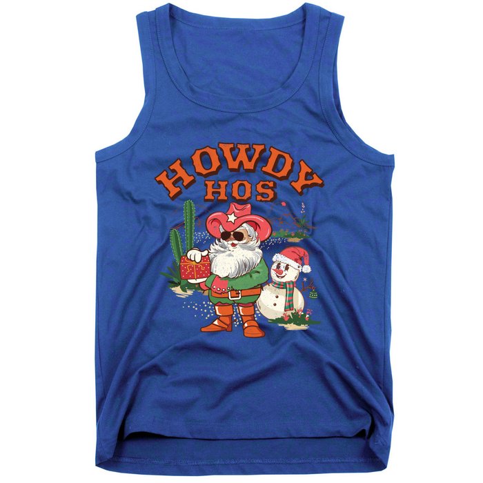 Howdy Hos Cow Santa Christmas Western Vintage Great Gift Tank Top