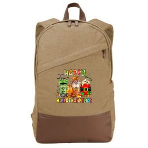 Happy Hallothanksmas Coffee Latte Halloween Thanksgiving Cotton Canvas Backpack