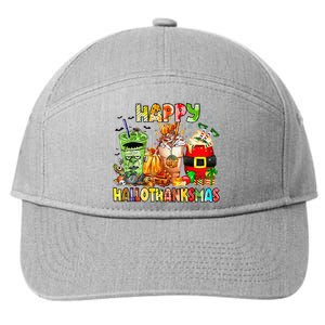 Happy Hallothanksmas Coffee Latte Halloween Thanksgiving 7-Panel Snapback Hat