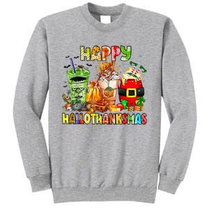 Happy Hallothanksmas Coffee Latte Halloween Thanksgiving Tall Sweatshirt