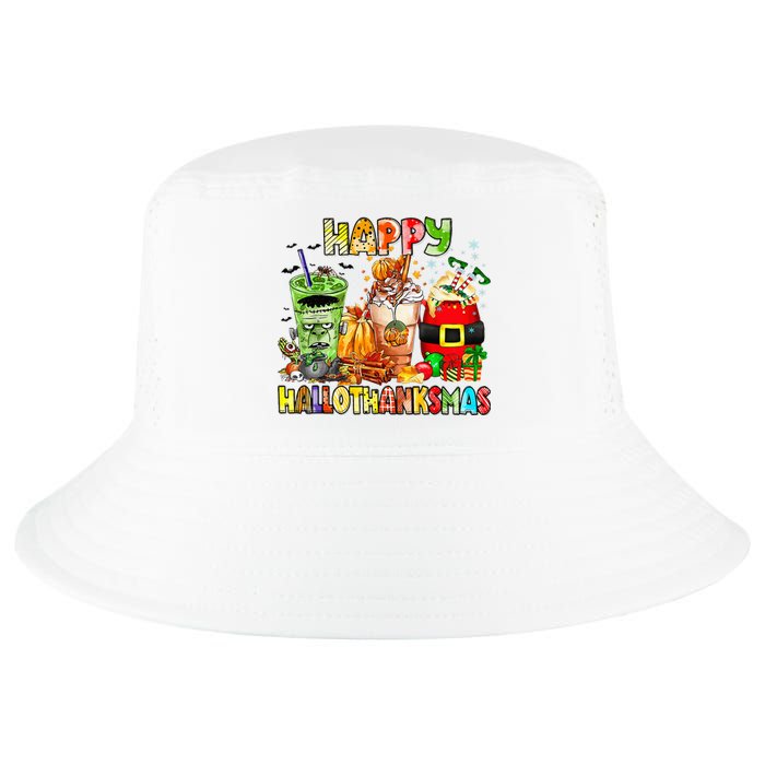 Happy Hallothanksmas Coffee Latte Halloween Thanksgiving Cool Comfort Performance Bucket Hat