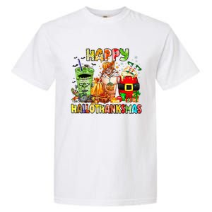 Happy Hallothanksmas Coffee Latte Halloween Thanksgiving Garment-Dyed Heavyweight T-Shirt