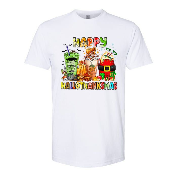 Happy Hallothanksmas Coffee Latte Halloween Thanksgiving Softstyle CVC T-Shirt