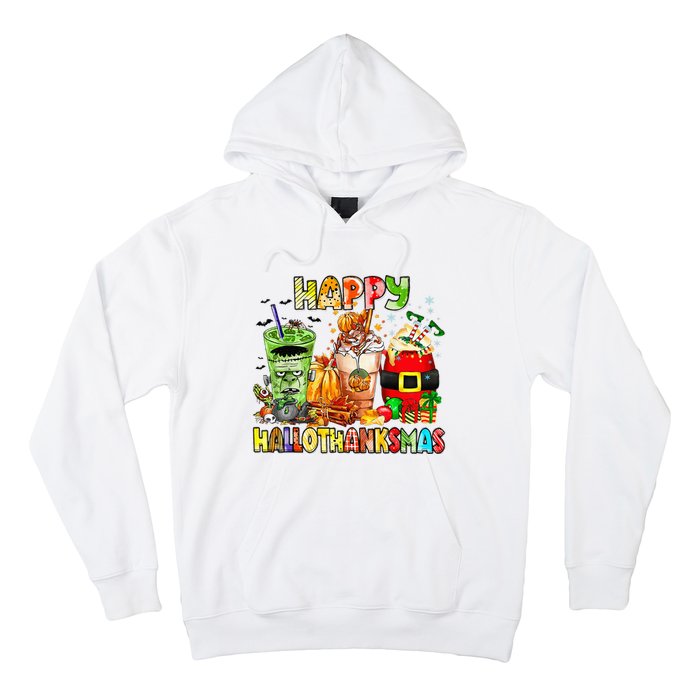 Happy Hallothanksmas Coffee Latte Halloween Thanksgiving Hoodie