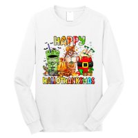 Happy Hallothanksmas Coffee Latte Halloween Thanksgiving Long Sleeve Shirt