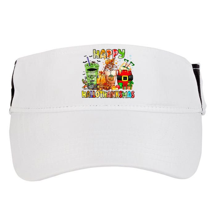 Happy Hallothanksmas Coffee Latte Halloween Thanksgiving Adult Drive Performance Visor