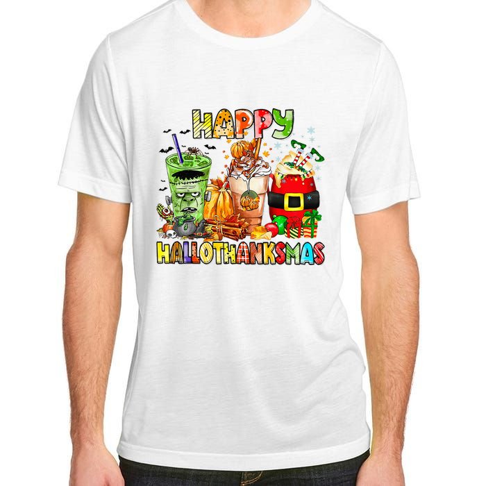 Happy Hallothanksmas Coffee Latte Halloween Thanksgiving Adult ChromaSoft Performance T-Shirt