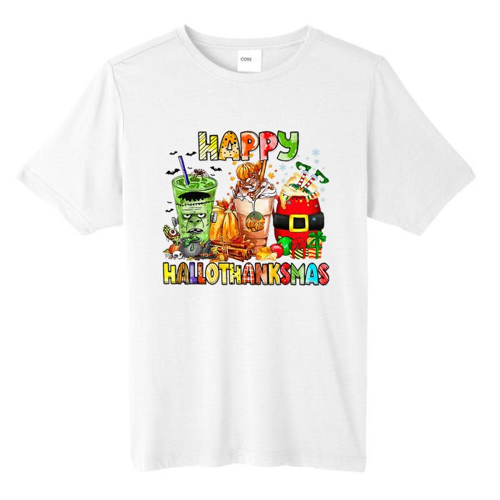 Happy Hallothanksmas Coffee Latte Halloween Thanksgiving Tall Fusion ChromaSoft Performance T-Shirt