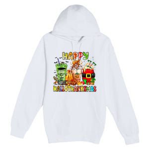 Happy Hallothanksmas Coffee Latte Halloween Thanksgiving Premium Pullover Hoodie