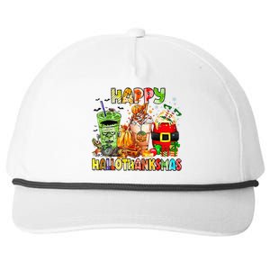 Happy Hallothanksmas Coffee Latte Halloween Thanksgiving Snapback Five-Panel Rope Hat