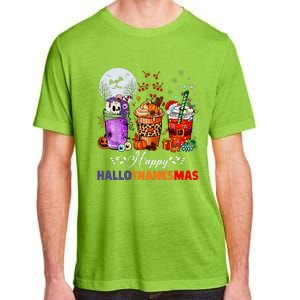 Happy Hallothanksmas Coffee Latte Halloween Thanksgiving Adult ChromaSoft Performance T-Shirt