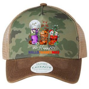 Happy Hallothanksmas Coffee Latte Halloween Thanksgiving Legacy Tie Dye Trucker Hat