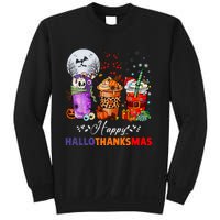 Happy Hallothanksmas Coffee Latte Halloween Thanksgiving Sweatshirt