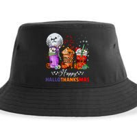 Happy Hallothanksmas Coffee Latte Halloween Thanksgiving Sustainable Bucket Hat