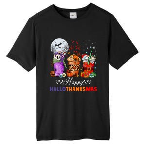 Happy Hallothanksmas Coffee Latte Halloween Thanksgiving Tall Fusion ChromaSoft Performance T-Shirt