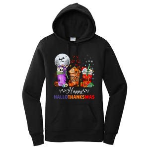 Happy Hallothanksmas Coffee Latte Halloween Thanksgiving Women's Pullover Hoodie