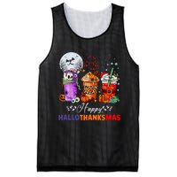 Happy Hallothanksmas Coffee Latte Halloween Thanksgiving Mesh Reversible Basketball Jersey Tank