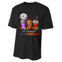 Happy Hallothanksmas Coffee Latte Halloween Thanksgiving Performance Sprint T-Shirt