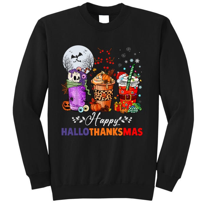 Happy Hallothanksmas Coffee Latte Halloween Thanksgiving Tall Sweatshirt