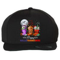 Happy Hallothanksmas Coffee Latte Halloween Thanksgiving Wool Snapback Cap