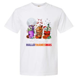 Happy Hallothanksmas Coffee Latte Halloween Thanksgiving Garment-Dyed Heavyweight T-Shirt