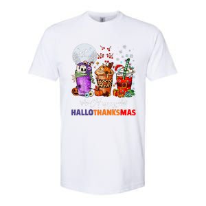 Happy Hallothanksmas Coffee Latte Halloween Thanksgiving Softstyle CVC T-Shirt