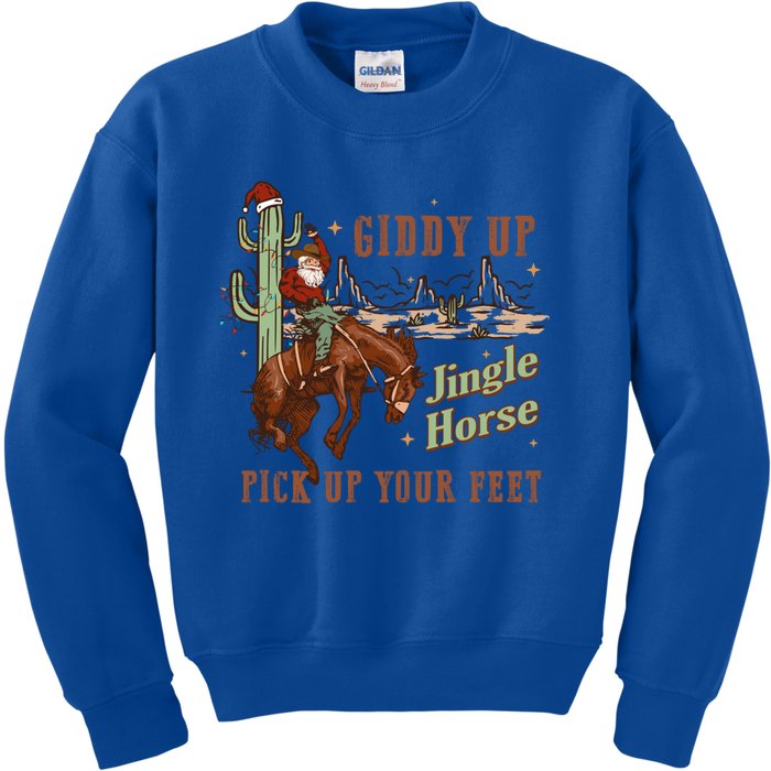 Howdy Hos Cow Santa Christmas Western Vintage Meaningful Gift Kids Sweatshirt