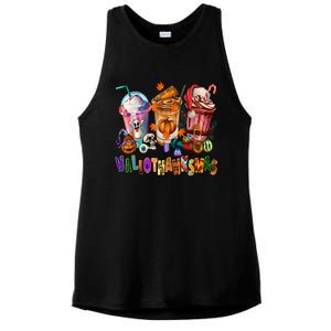 Happy Hallothanksmas Coffee Latte Halloween Thanksgiving Ladies PosiCharge Tri-Blend Wicking Tank