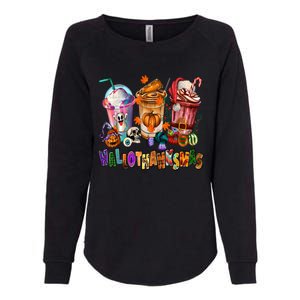 Happy Hallothanksmas Coffee Latte Halloween Thanksgiving Womens California Wash Sweatshirt