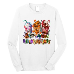 Happy Hallothanksmas Coffee Latte Halloween Thanksgiving Long Sleeve Shirt