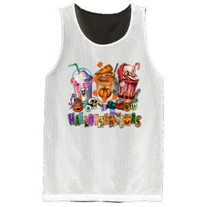 Happy Hallothanksmas Coffee Latte Halloween Thanksgiving Mesh Reversible Basketball Jersey Tank