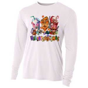 Happy Hallothanksmas Coffee Latte Halloween Thanksgiving Cooling Performance Long Sleeve Crew