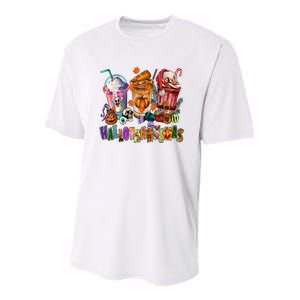 Happy Hallothanksmas Coffee Latte Halloween Thanksgiving Youth Performance Sprint T-Shirt